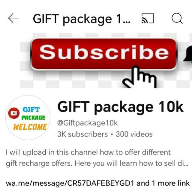 YouTube Channel:- GIFT package 10k