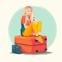 Блондинка с чемоданом