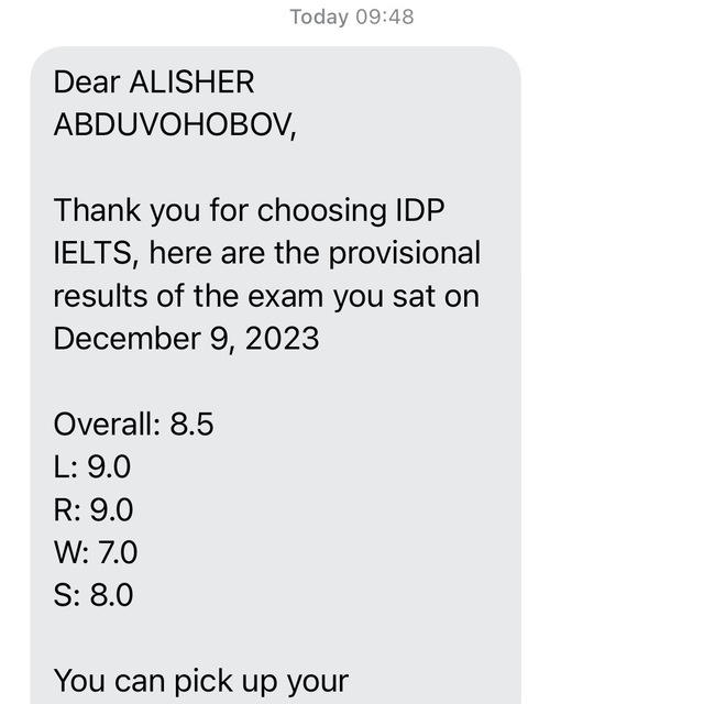 Alisher | IELTS 8.5 | December 22
