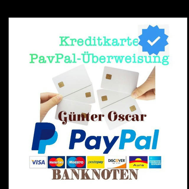 Kreditkarte, PayPal-Überweisung und Banknoten