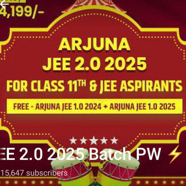 Arjuna jeee 2.0 2025 Batch pw